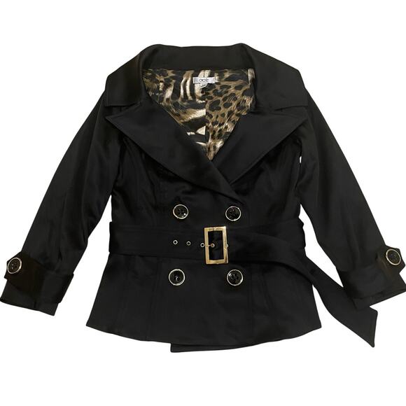 Cache XS Satin Blazer | Leopard Lining, Belted, Gold Buttons, Y2K Glam NWOT - Picture 1 of 9